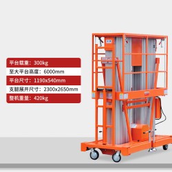 双桅杆式高空作业平台升高10米m载重200-300kg
