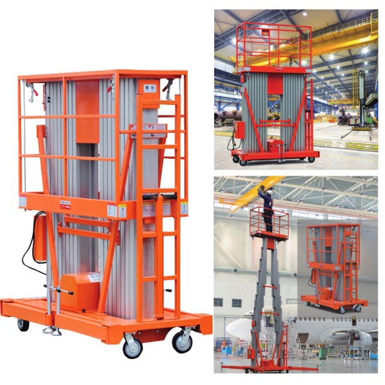 高空作业平台桅杆式载重300KG升高14米HZG14-2双桅杆升降机