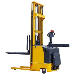 电动堆高车载重1.5吨升高5.5米铅酸电池24V240AH HK1555站驾式短轴距托盘搬运叉车