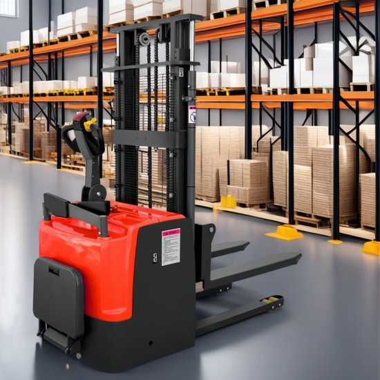 电动堆高车载重2吨升高5.5米铅酸电池24伏120安时CDD2055D站驾式托盘搬运叉车