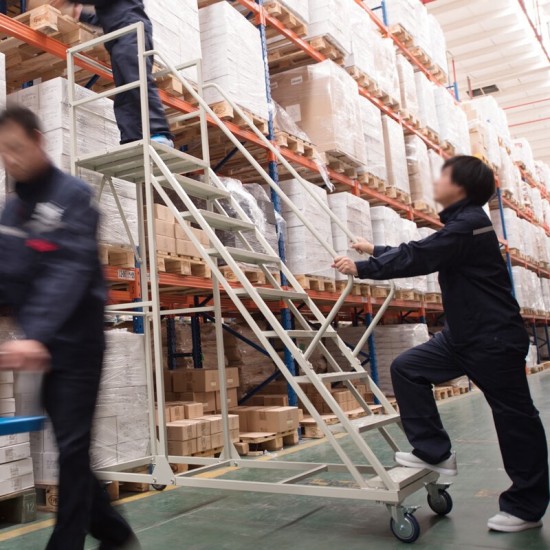 移动登高梯 带轮理货取货登高梯子 离地3米 2500*800*3000mm