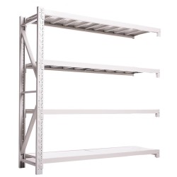 货架仓储置物架库房储物架物品展示架重型钢制货架子车库铁架均载400KG/层白色120*50*200cm四层副架