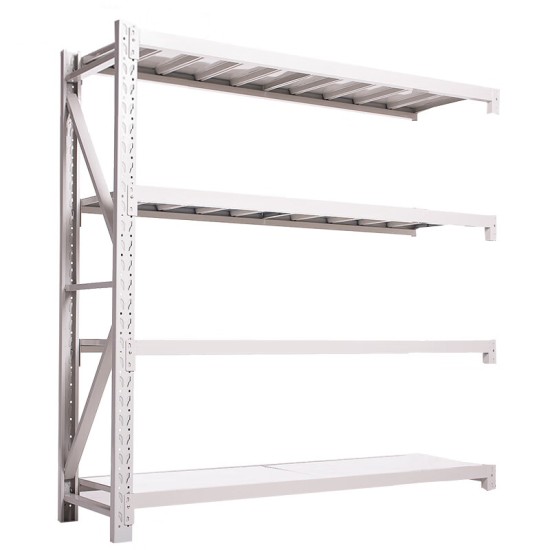 货架仓储置物架库房储物架物品展示架重型钢制货架子车库铁架均载400KG/层白色150*60*200cm四层主架