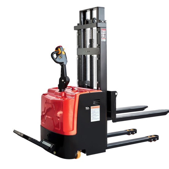 电动堆高车载重2吨升高5米铅酸电池24V210AH HGTQDZ2050站驾式托盘升降车