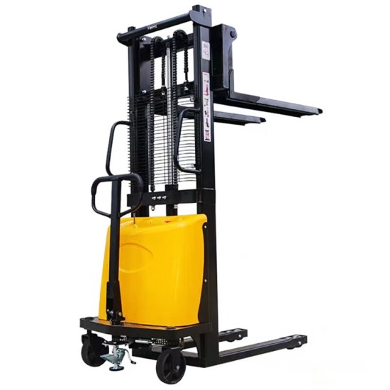 半电动堆高车载重1吨升高4米铅酸电池12伏120安时B1040托盘搬运叉车