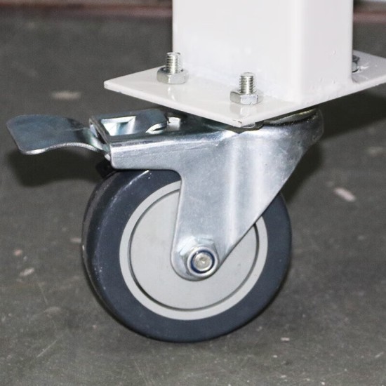 白色带轮子轻型移动货架 仓储展示置物架 120*50*200cm 四层主架均载150KG/层