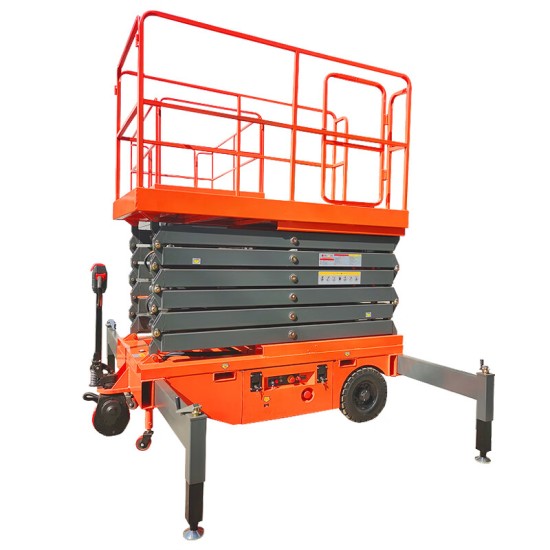 剪叉式升降平台辅助行走高空作业车移动登高车叉车电动液压车带助力载重1吨升高12米